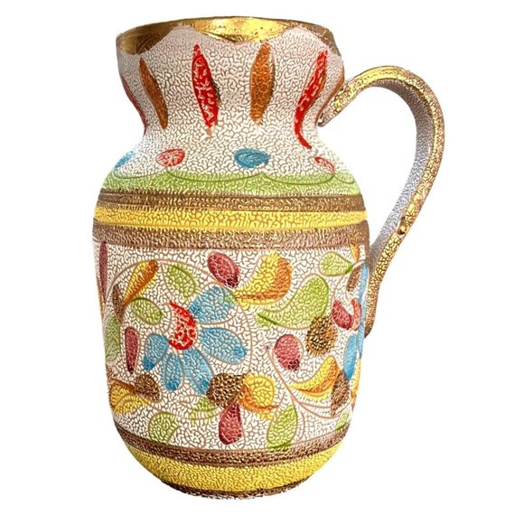 VTG Fratelli Fanciullacci Pebbled Lava Glaze Art Pottery Pitcher/Vase-Signed - Picture 7 of 14